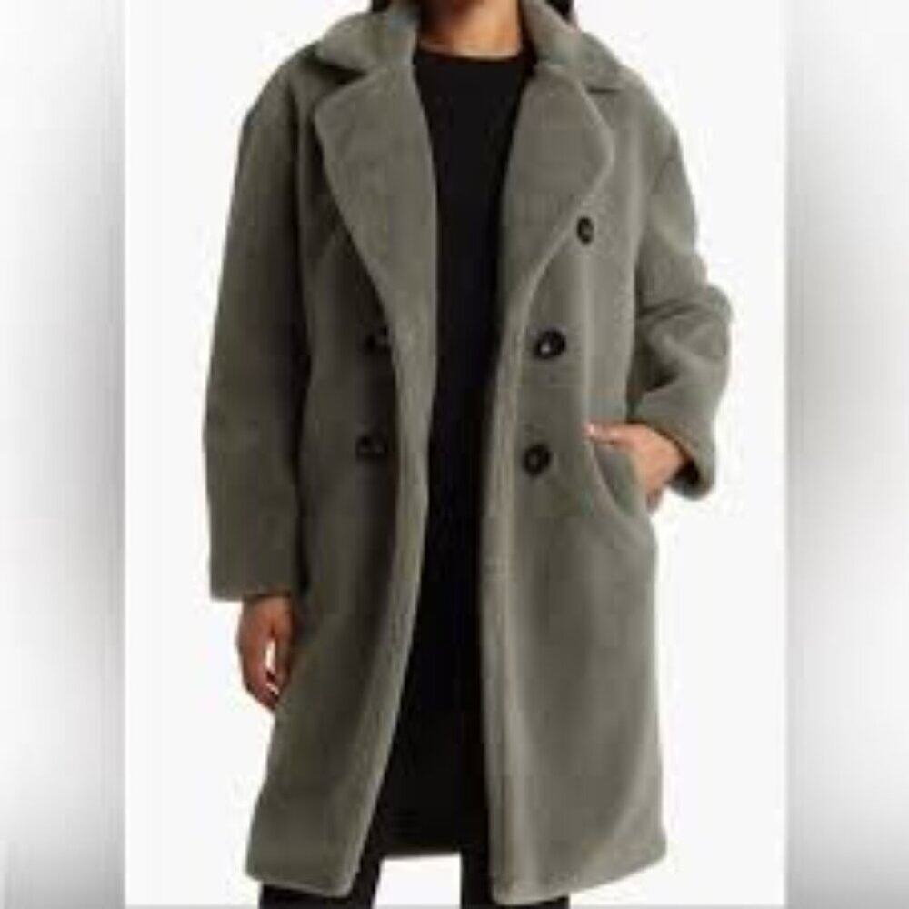 REBECCA MINKOFF TEDDY BEAR SHERPA GREEN COAT SIZE LARGE BRAND NEW WITH TAGS
